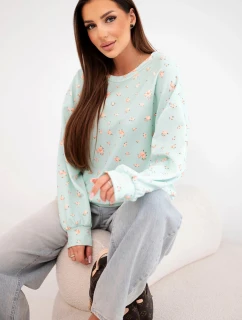Dámská viskózová mikina s dlouhým rukávem v  mátová model 21924555 - K-Fashion