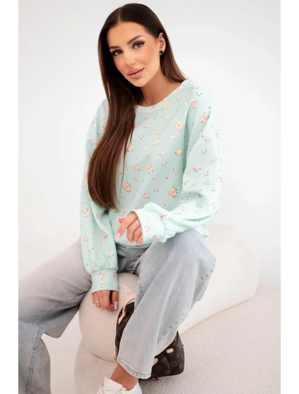 Dámská viskózová mikina s dlouhým rukávem v  mátová model 21924555 - K-Fashion