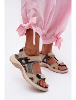 Kožené dámské sandály ve sportovním stylu šedé Morenia