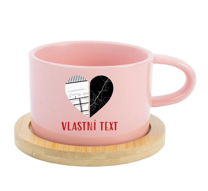 Personalizovaný keramický hrníček Makronka - dvě mapy jako srdce