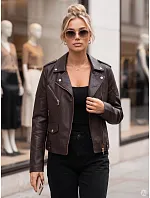 Dámská kožená bunda ve stylu Ramones, hnědá, FashionStreet TY5963