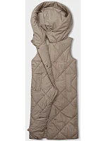 Dámská dlouhá vesta oversize tmavě béžová (5M3165-84)