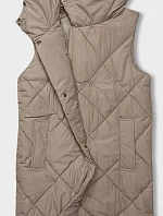 Dámská dlouhá vesta oversize tmavě béžová (5M3165-84)