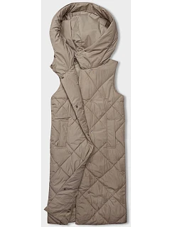 Tmavě béžová dlouhá dámská oversize vesta model 18934799 - J.STYLE