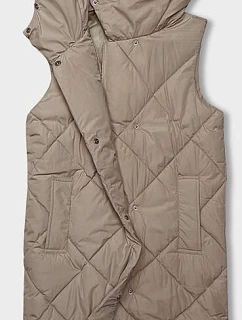 Tmavě béžová dlouhá dámská oversize vesta model 18934799 - J.STYLE