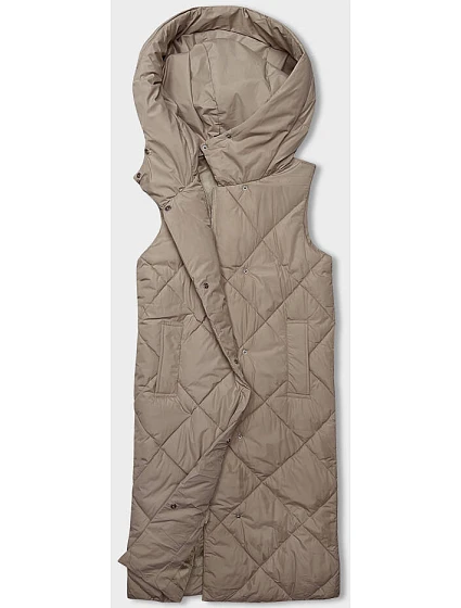 Dámská dlouhá vesta oversize tmavě béžová (5M3165-84)