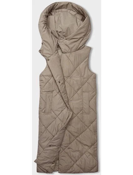 Tmavě béžová dlouhá dámská oversize vesta model 18934799 - J.STYLE