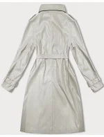 Volný dámský kabát z ekologické kůže J Style ve studené béžové barvě (11Z8101)