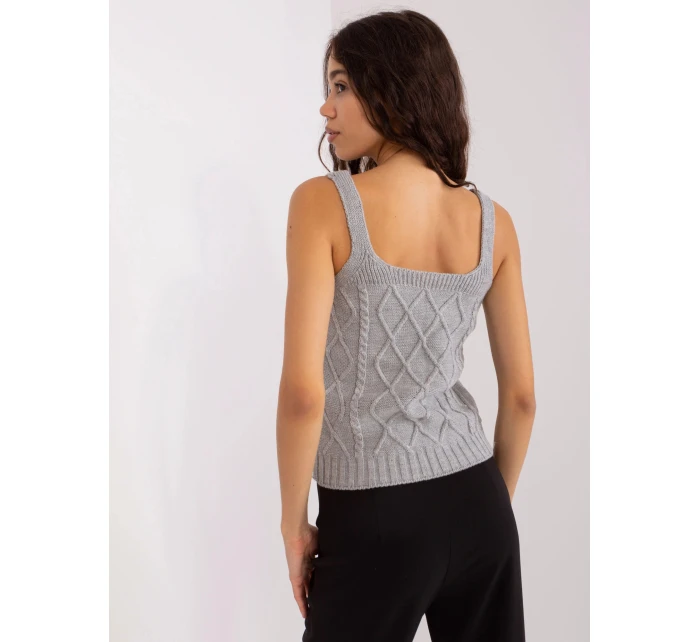 Šedý dámský dvoudílný komplet - top a svetr (8019)