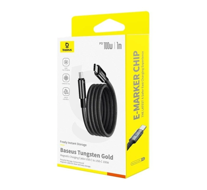 Baseus Tungsten magnetický kabel USB C-USB C 100W 1m (černý)