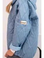 Dámská prošívaná bunda s kapucí džínová modrá