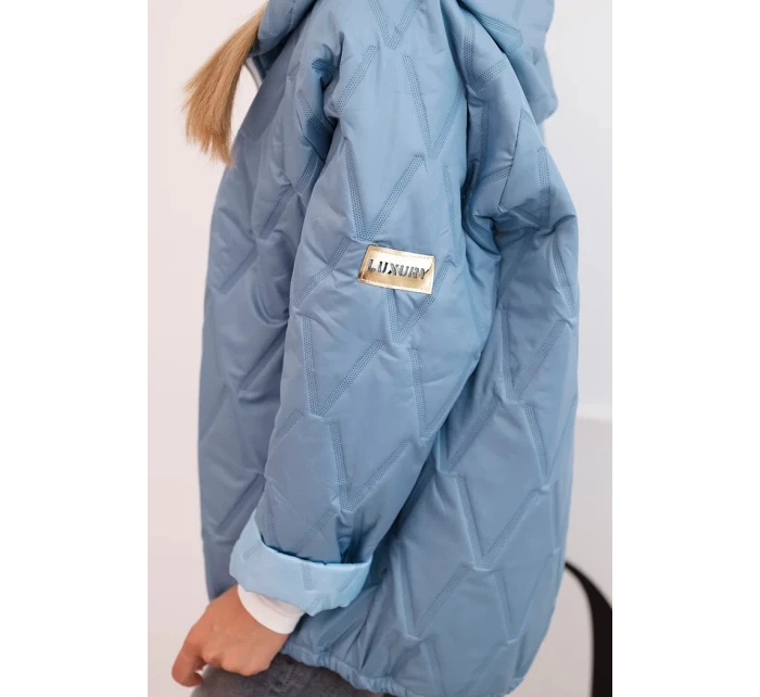 Dámská prošívaná bunda s kapucí džínová modrá