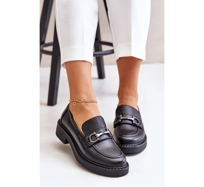 Dámské kožené mokasíny černé model 21633347 - SERGIO LEONE