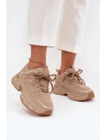 Dámské sportovní tenisky s dvojitým šněrováním béžové model 21710167 - Boto Dámské sportovní tenisky s dvojitým šněrováním béžové model 21710167 - Boto