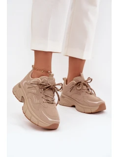 Dámské sportovní tenisky s dvojitým šněrováním béžové model 21710167 - Boto