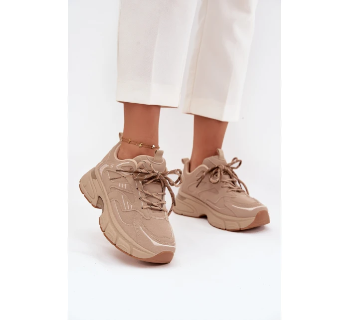 Dámské sportovní tenisky s dvojitým šněrováním béžové model 21710167 - Boto Dámské sportovní tenisky s dvojitým šněrováním béžové model 21710167 - Boto