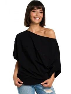 model 15098070 Halenka nadměrné velikosti se zavinovacími detaily černá - BeWear