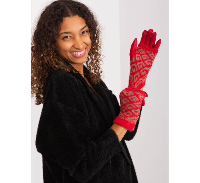 Červené dotykové rukavice s překrytím