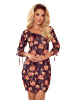 SOPHIE - Pohodlné dámské oversize šaty se vzorem oranžových květů 281-6
