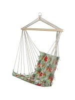 BRAZILSKÁ ZÁVĚSNÁ SEDAČKA HAMAK 100x50CM NATURE S TROPICKÝMI DŽUNGLOVÝMI PODRUČKAMI