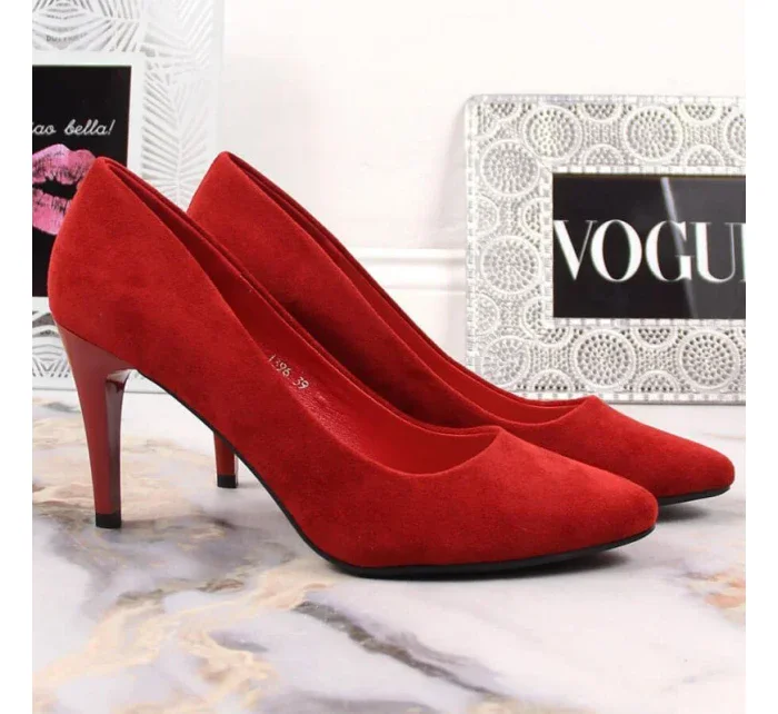 W červené semišové podpatky model 20539044 - SERGIO LEONE