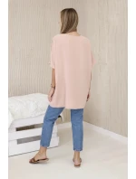 Oversized halenka s přívěskem tmavě pudrově růžová