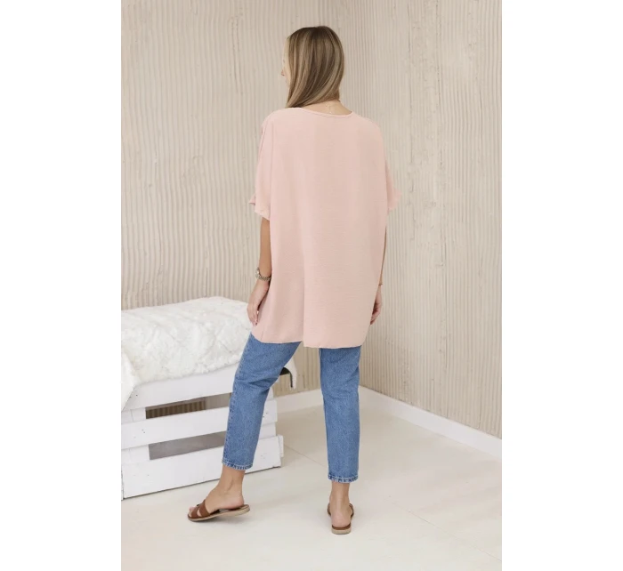 Oversized halenka s přívěskem tmavě pudrově růžová