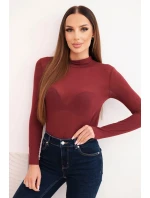 Dámská svetr z kašmíru s rolákem a dlouhým rukávem bordó Dámská svetr z kašmíru s rolákem a dlouhým rukávem bordó