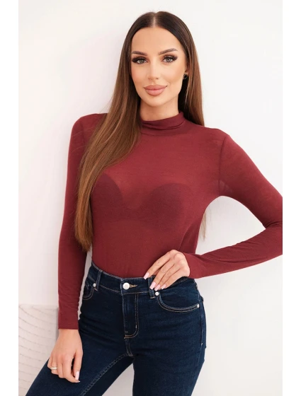 Dámská svetr z model 21777039 s rolákem a dlouhým rukávem bordó - K-Fashion