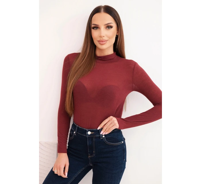 Dámská svetr z kašmíru s rolákem a dlouhým rukávem bordó Dámská svetr z kašmíru s rolákem a dlouhým rukávem bordó