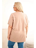 Dámská bavlněná halenka Plus Size s model 22185753 velbloudí - K-Fashion Dámská bavlněná halenka Plus Size s model 22185753 velbloudí - K-Fashion