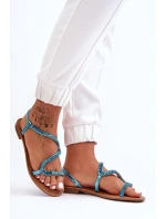 Dámské Nákladní Sandály S Ozdobami Modré Hayen Dámské Nákladní Sandály S Ozdobami Modré Hayen