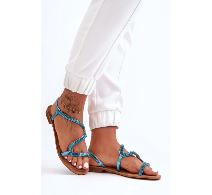 Dámské Nákladní Sandály S Ozdobami Modré Hayen Dámské Nákladní Sandály S Ozdobami Modré Hayen