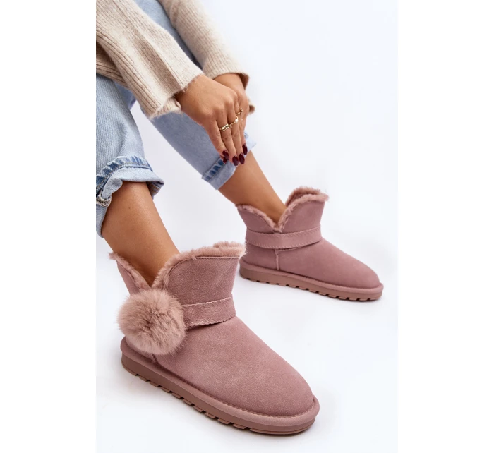 Růžové dámské semišové sněhule s model 21642374 - Boto