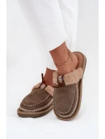 Dámské pantofle s kožešinou a výšivkou Zelené Perivelle Dámské pantofle s kožešinou a výšivkou Zelené Perivelle