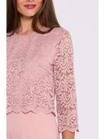 S381 Kombinéza s krajkovými detaily - pudrová