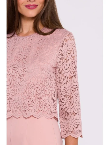 model 20531314 Kombinéza s krajkovými detaily pudrová - STYLOVE