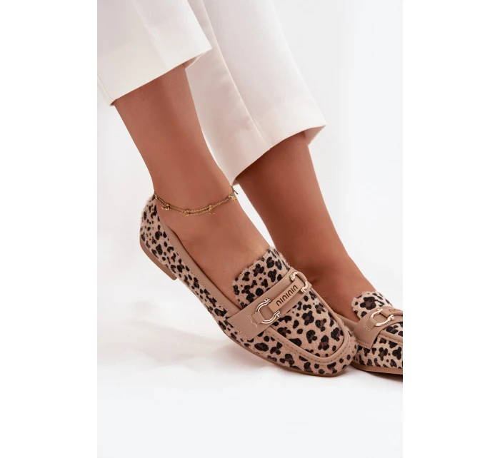Dámské mokasíny/loafersy s panteřím vzorem Evelora – béžové Dámské mokasíny/loafersy s panteřím vzorem Evelora – béžové