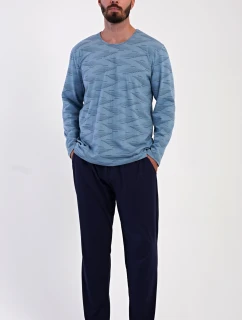 Pánské pyžamo Arnošt šedomodré - Vienetta