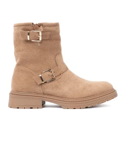 Výborné Karmelowy dámské  kotníčkové boty na plochém podpatku