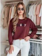 Dámská oversize mikina s výšivkou SOFTRUS vínová FashionStreet BY1407