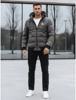 Pánská prošívaná zimní bunda s kapucí šedá FashionStreet TX5073