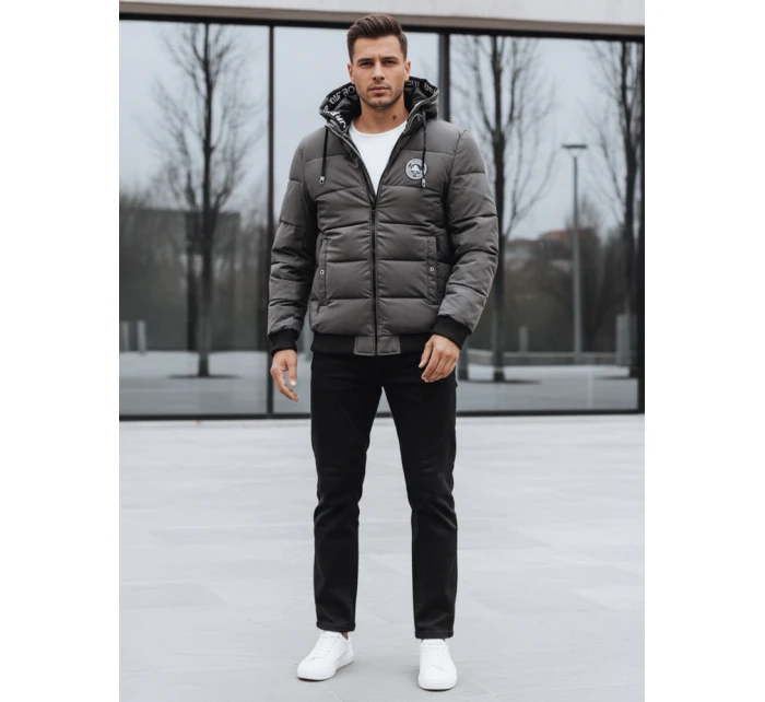 Pánská prošívaná zimní bunda s kapucí šedá FashionStreet TX5073