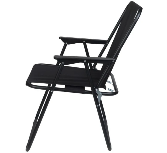TURISTICKÉ KŘESLO S PODPRSENKAMI 52x44x75 cm SKLÁDACÍ KŘESLO ČERNÉ