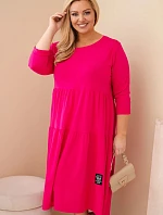 Dámská bavlněná sukýnka Plus Size s volánky a ohrnutým rukávem fuchsie