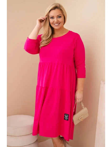 Dámská bavlněná sukýnka Plus Size s volánky a ohrnutým rukávem fuchsie
