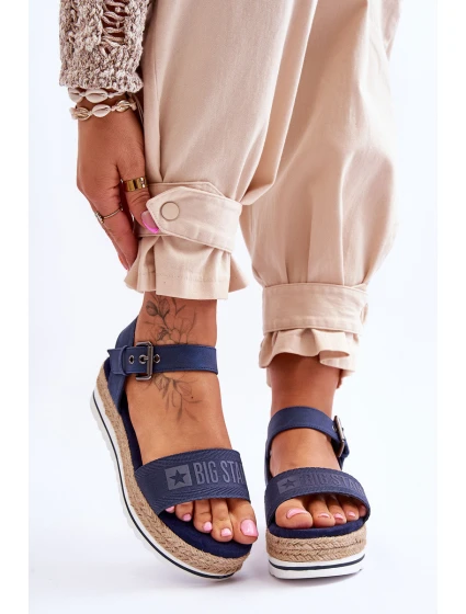 Dámské pohodlné sandály na platformě Big Star model 21615198 námořnická modrá - Big Star Shoes Dámské pohodlné sandály na platformě Big Star model 21615198 námořnická modrá - Big Star Shoes
