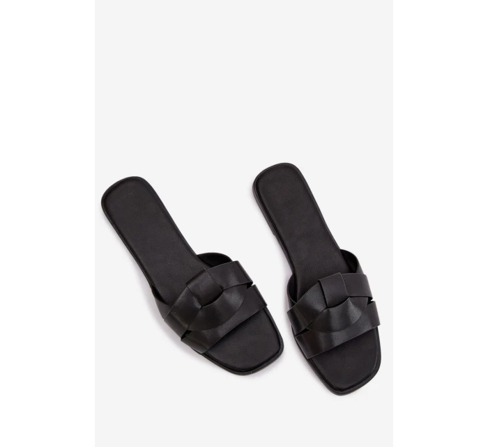 Dámské ploché pantofle s pásky Černé model 21943269 - Boto