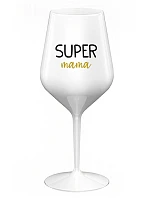 SUPER MÁMA - biely nerozbitný pohár na víno 470 ml