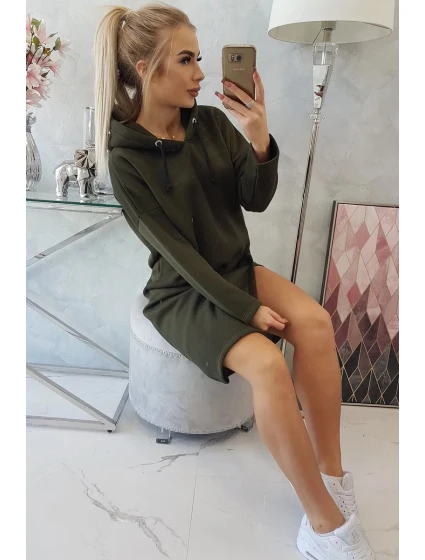 Dlouhá tunika s kapucí model 20609392 khaki - Kesi Dlouhá tunika s kapucí model 20609392 khaki - Kesi